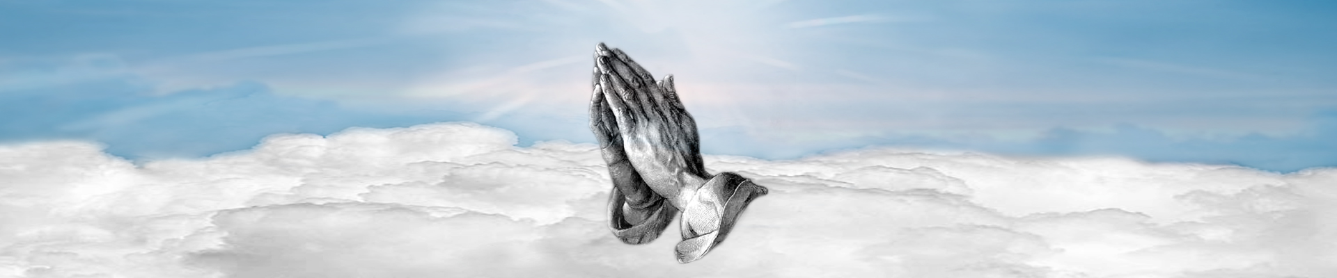 P FC 103 BL Praying Hands (NO TEXT) Blue Clouds FULL COUCH PRINT
